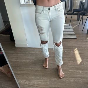 Distressed white low rise  carmar denim jeans